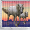 White Lusitano Horse Print Shower Curtain
