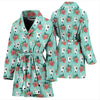 Bull Terrier Dog Floral Print Women's Bath Robe