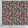 Brussels Griffon Dog Floral Print Shower Curtains