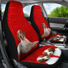 Brittany dog On Red Print Car Seat Covers