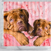 Bordeaux Mastiff On Pink Print Shower Curtains