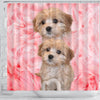 Cavapoo On Pink Print Shower Curtains