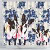 Boston Terrier Floral Print Shower Curtain