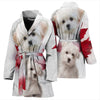 Cute Maltese Print Women's Bath Robe