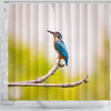 Lovely Kingfisher Bird Print Shower Curtains