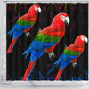 Red And Green Macaw Parrot Print Shower Curtains