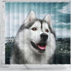 Cute Siberian Husky Print Shower Curtains