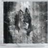 German Shepherd Black And White Print Shower Curtains