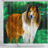 Rough Collie Dog Watercolor Art Print Shower Curtains