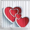 Red Heart Print Shower Curtain