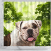 American Bulldog On Green Print Shower Curtain