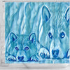 Snowy Shiba Inu Dog Print Shower Curtains