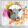 Colorful Hereford Cattle (Cow) Print Shower Curtain