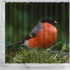 Lovely Bullfinch Bird Print Shower Curtains