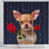 Chihuahua Dog With Rose Print Shower Curtain