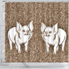 Cute Middle White Pig Print Shower Curtain