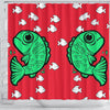 Fish Print On Red Shower Curtain