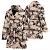 Pug In Lots Print Women's Bath Robe