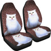 Cute White Persian Cat Print Car Seat Covers