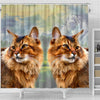 Amazing Somali Cat Print Shower Curtains