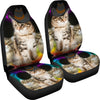 Cute Siberian Cat With Hat Print Car Seat Covers