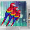 Scarlet Macaw Parrot Print Shower Curtains