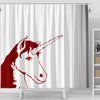 Red&White Unicorn Print Shower Curtain