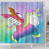 Cute Smiling Unicorn Print Shower Curtain