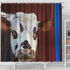 Cute Normande Cattle (Cow) Print Shower Curtain