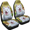 White Shepherd Dog Print Car Seat Covers