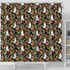 Beagle Dog Floral Print Shower Curtains