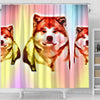 Colorful Akita Dog Print Shower Curtain