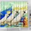 Lovely Cockatoo Parrot Print Shower Curtains