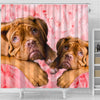 Bordeaux Mastiff On Pink Print Shower Curtains