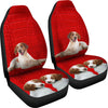 Brittany dog On Red Print Car Seat Covers