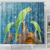 Cute Rose Ringed Parakeet Print Shower Curtains