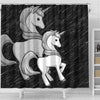 BlackWhite Unicorn Print Shower Curtain