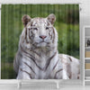 White Bengal Tiger Print Shower Curtains