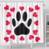 Dog Paws with Love Print Shower Curtain