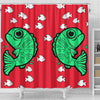 Fish Print On Red Shower Curtain