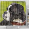 Boxer Dog Dotted Art Dog Print Shower Curtains