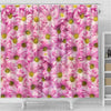 Pink Daisy Flower Print Shower Curtains