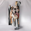 Bulldog Print On B/W Hooded Blanket