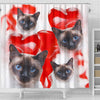 Siamese Cat On Red Print Shower Curtains