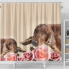 Irish Setter With Rose Print Shower Curtain