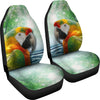 Red And Green Macaw Print Car Seat Covers