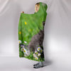 American Shorthair Cat Floral Print Hooded Blanket