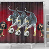 Bluetick Coonhound Playing football Print Shower Curtain