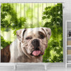 American Bulldog On Green Print Shower Curtain