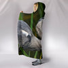 Grey Heron Bird Print Hooded Blanket